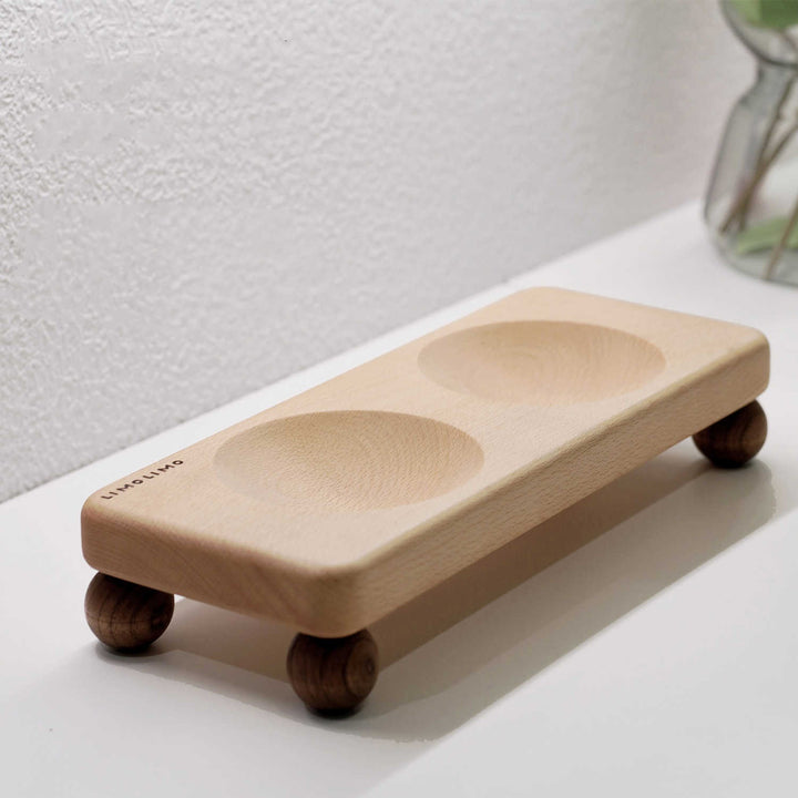 Solid Wood Pet Bowl With Ceramic Insert
