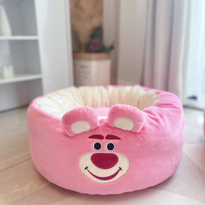 Cartoon Plush Round Pet Nest Four Seasons Bed