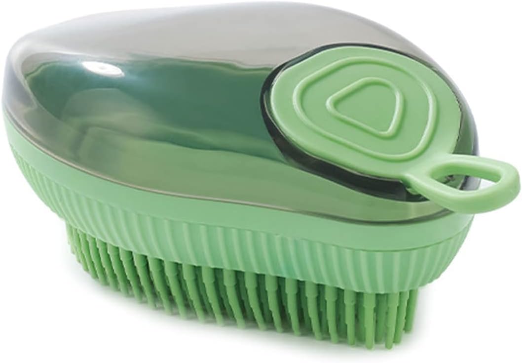 Silicone Pet Bath Brush With Soap Dispenser And Massager