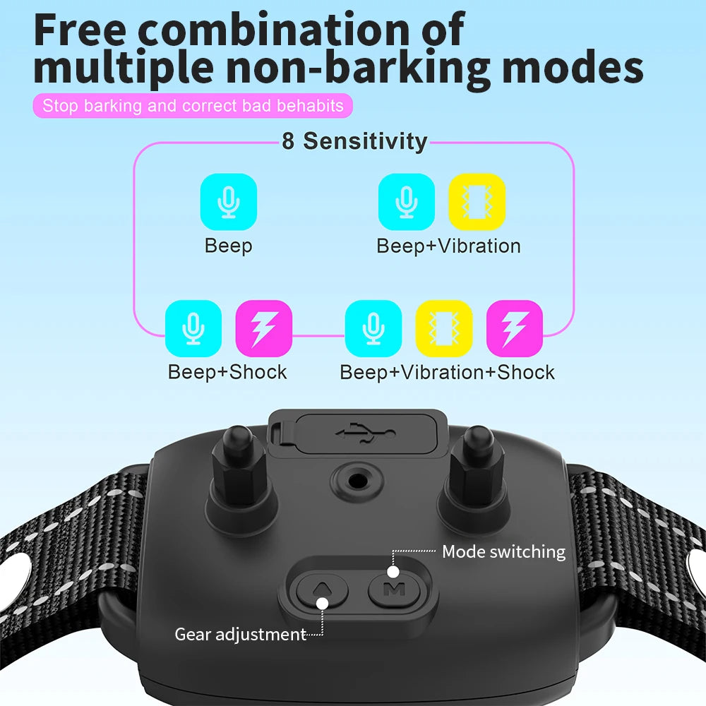 Smart Automatic Anti Barking Pet Collar Rechargeable Waterproof Design