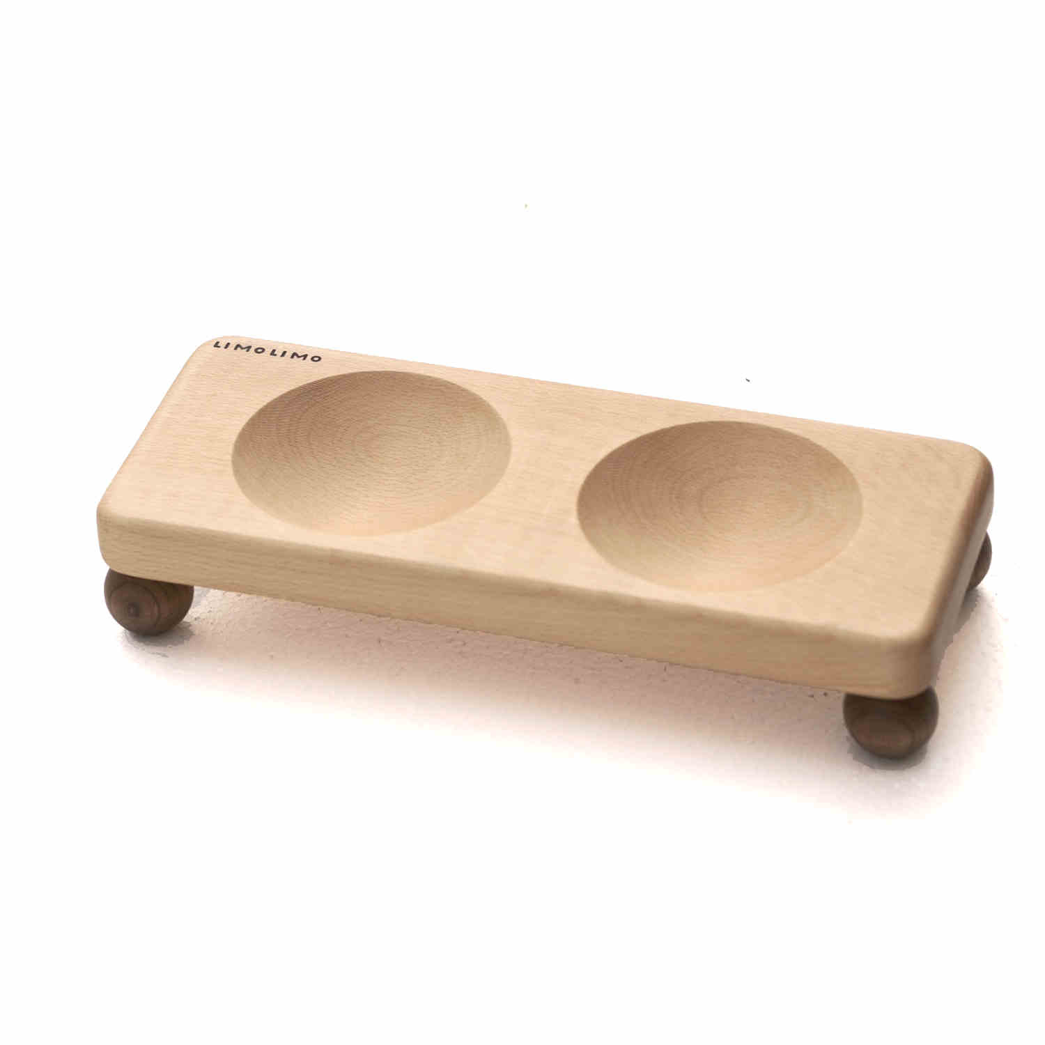 Solid Wood Pet Bowl With Ceramic Insert