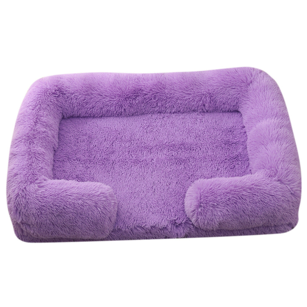 Plush Round Pet Bed Warm Winter Cushion