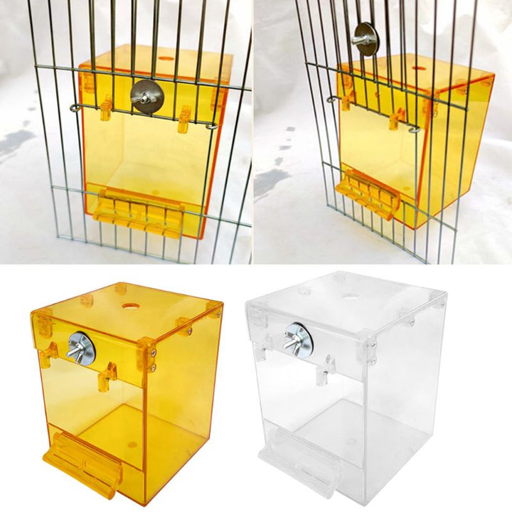 Pet Transparent External Bird Bath Square Basin Tray