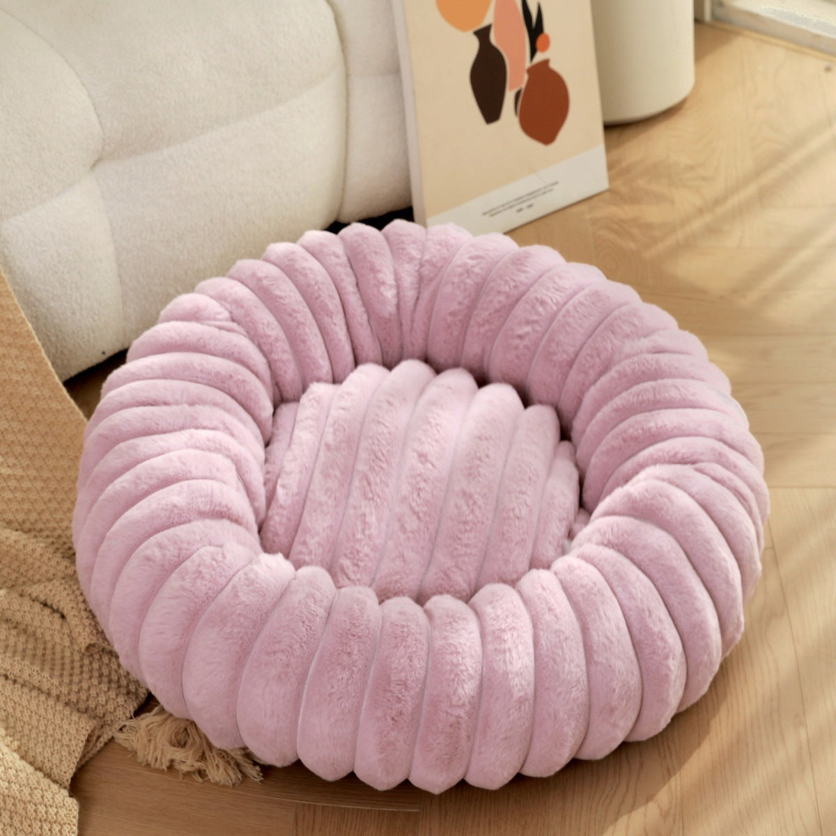 High Weight Plush Pet Bed Warm Round Nest