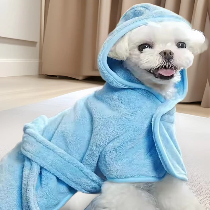 Soft Thickened Coral Fleece Pet Wearable Bathrobe