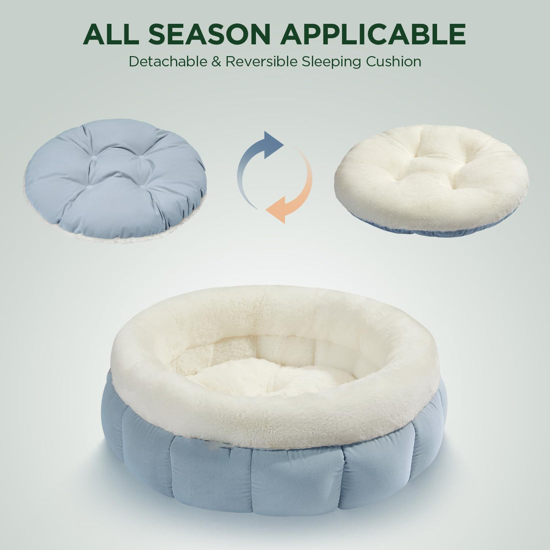 Round Donut Pet Bed Washable Anti-Slip Small Bed