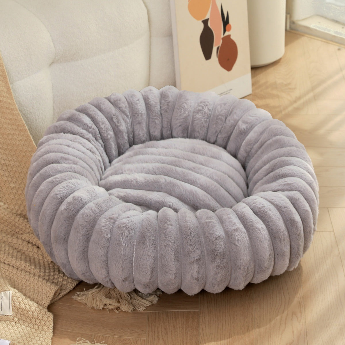 High Weight Plush Pet Bed Warm Round Nest