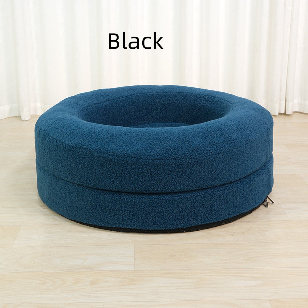 Solid Color Round Pet Bed Comfortable Nest