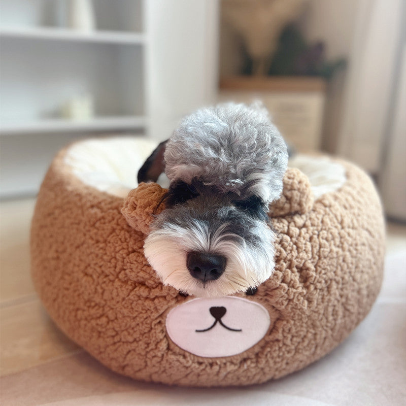 Cartoon Plush Round Pet Nest Four Seasons Bed
