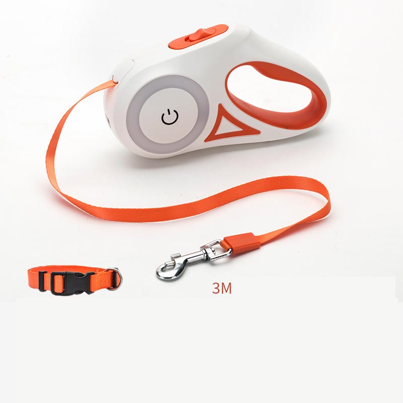 Retractable Pet Leash With Collar And LED Spotlight