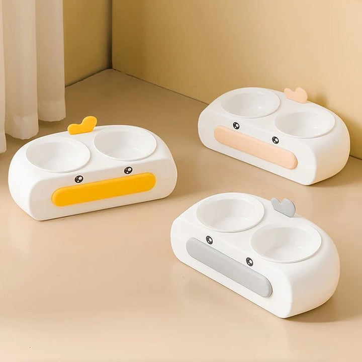 Duck-Shaped Double Pet Food and Water Bowl