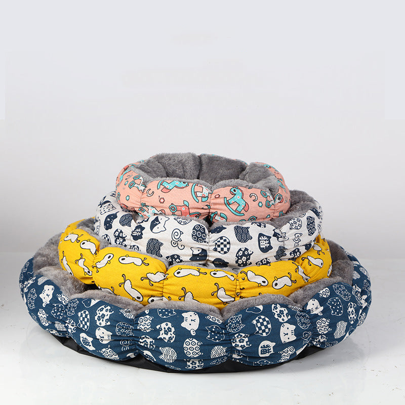 Calming Donut Round Pet Bed Fluffy Indoor Cushion
