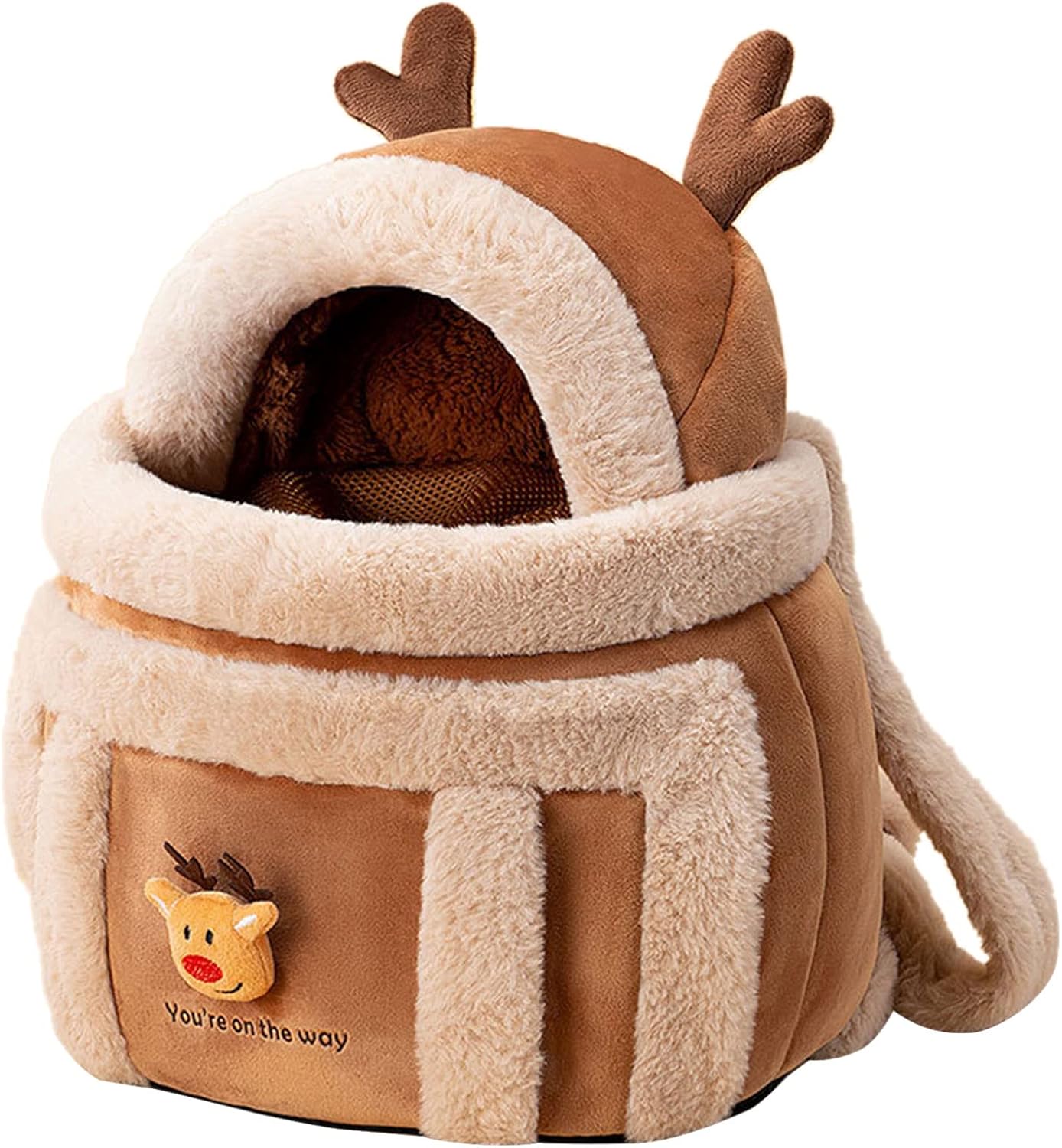 Plush Winter Pet Travel Carrier Backpack With Hand Warmers