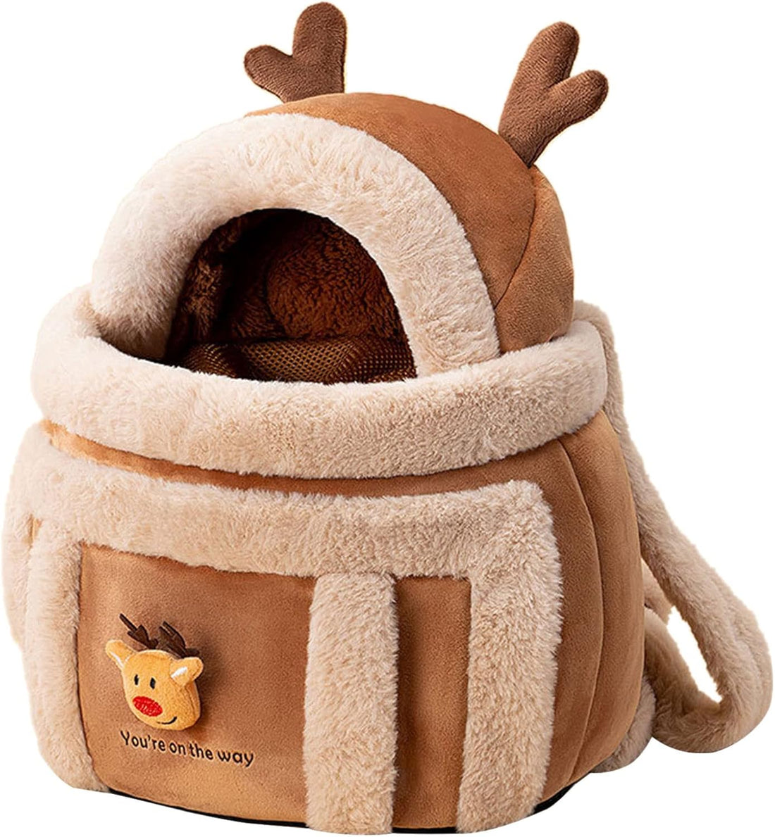 Plush Winter Pet Travel Carrier Backpack With Hand Warmers