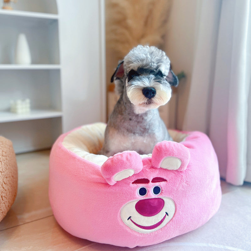 Cartoon Plush Round Pet Nest Four Seasons Bed