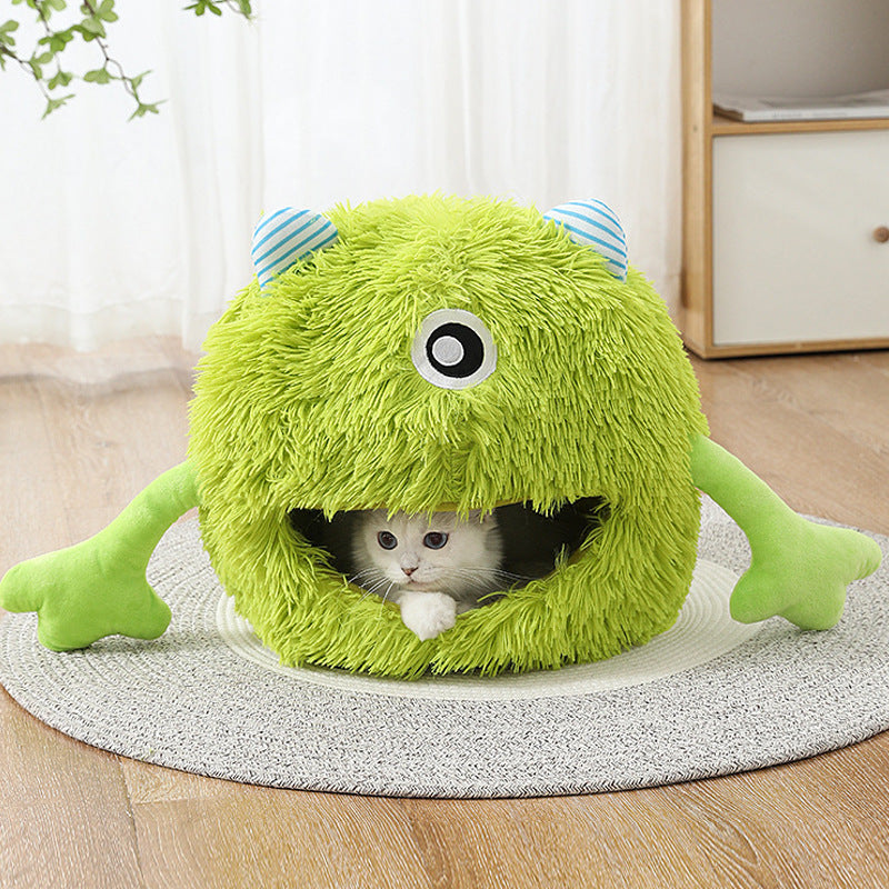 Machine Washable Fluffy Round Calming Pet Bed