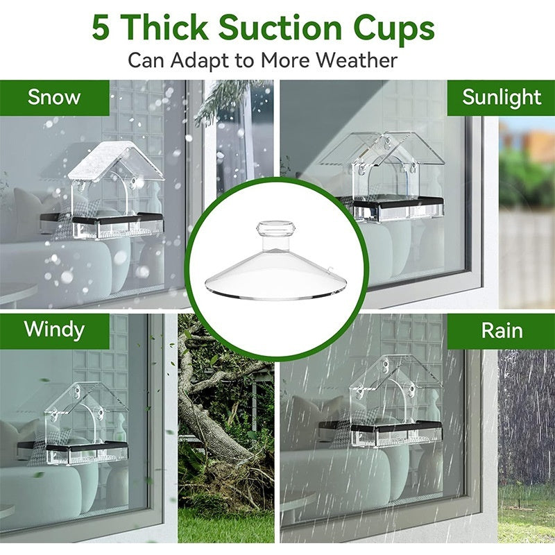 Pet Acrylic Transparent Wall-Mounted Bird Feeder Cage