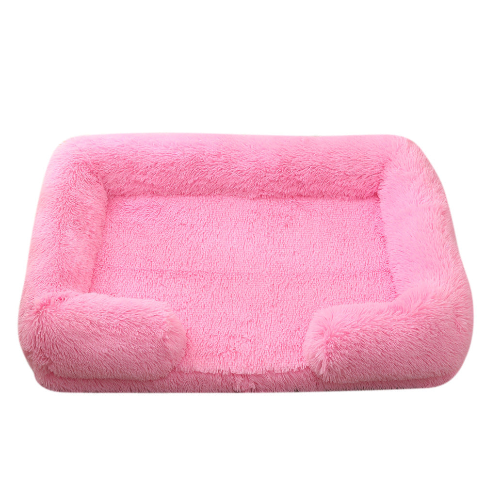 Plush Round Pet Bed Warm Winter Cushion