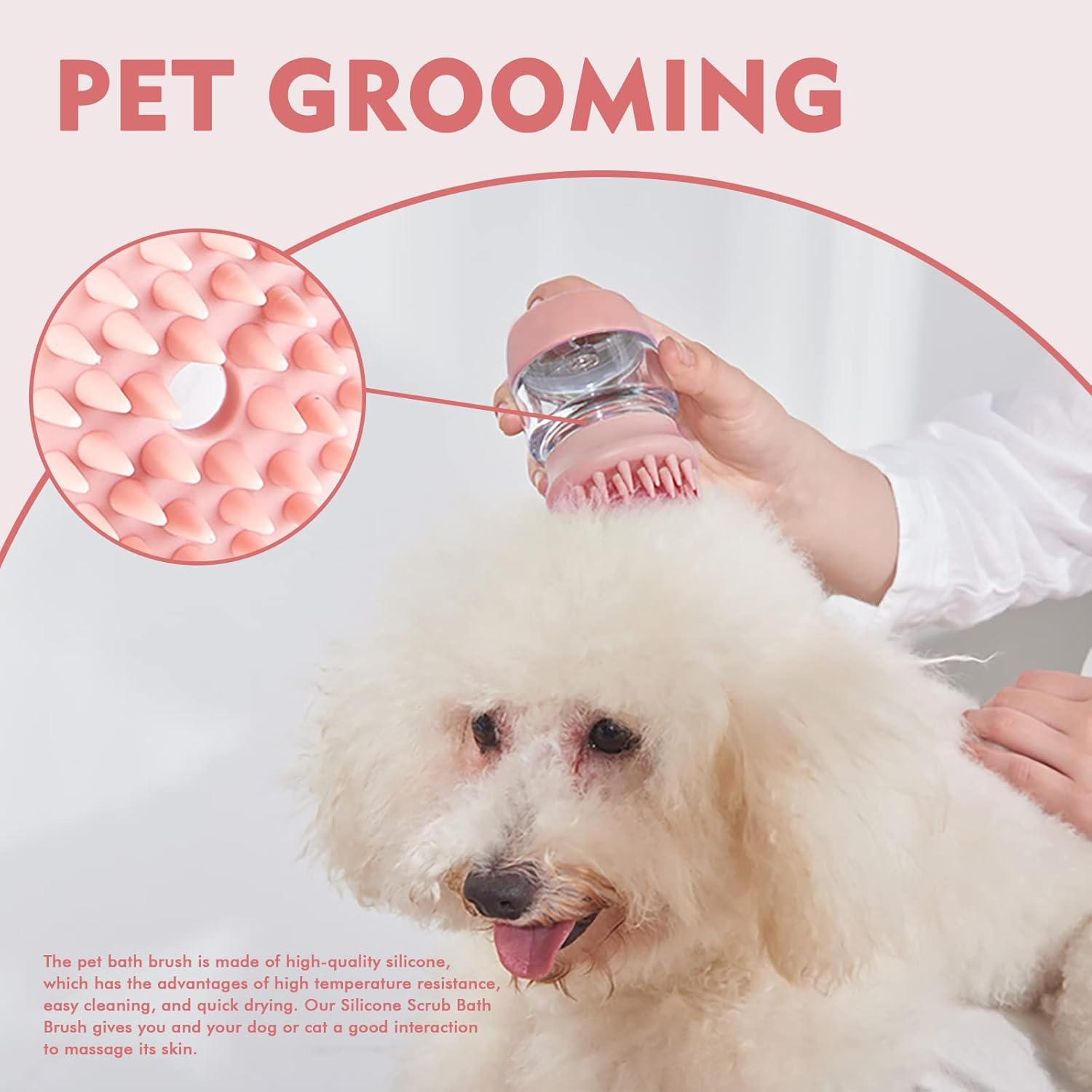 Silicone Pet Bath Grooming Brush With Shampoo Dispenser