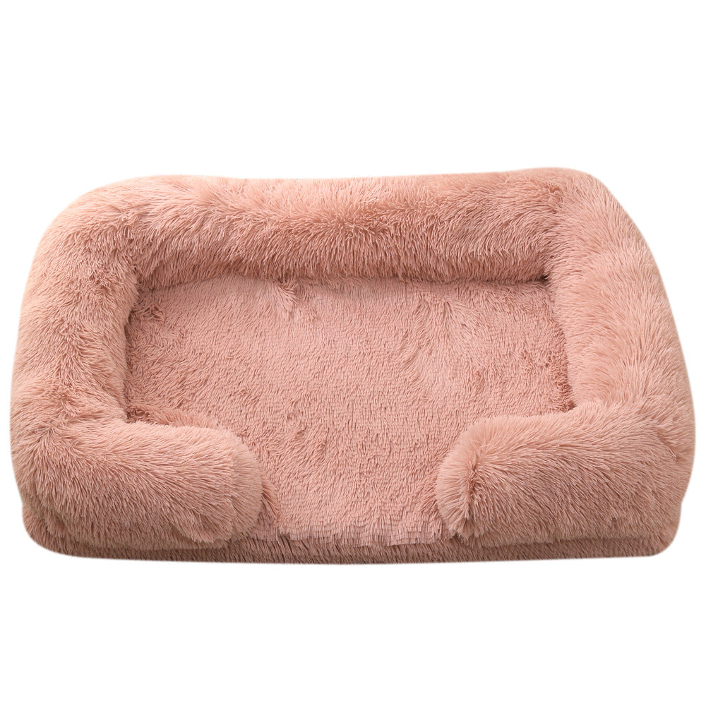 Plush Round Pet Bed Warm Winter Cushion