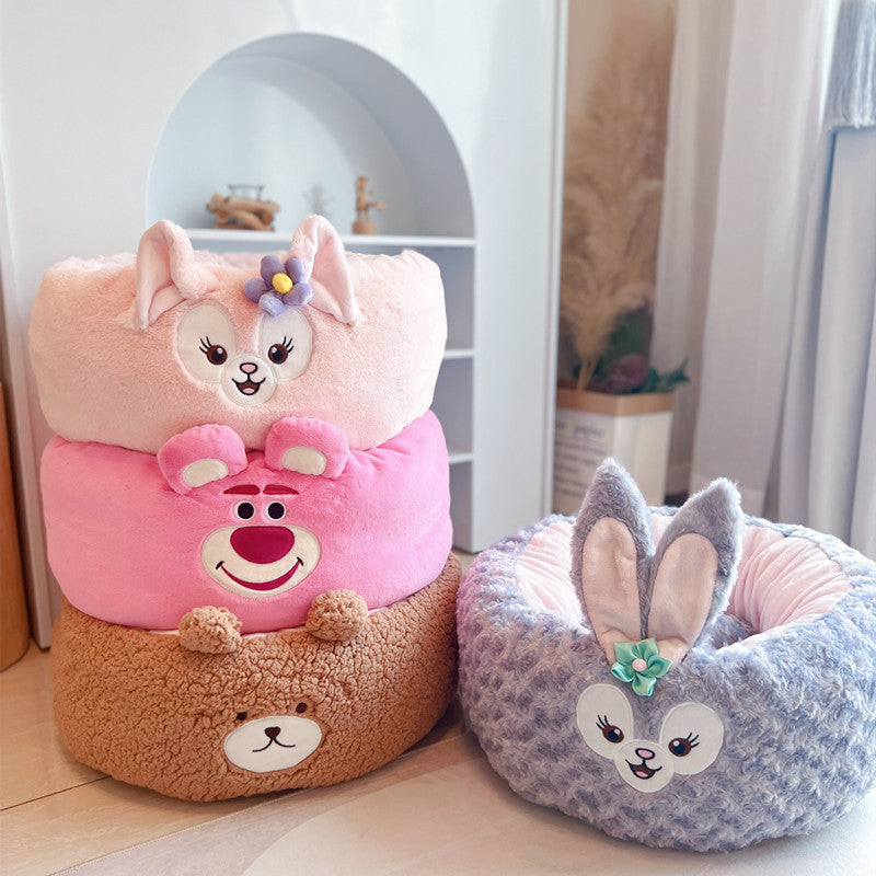 Cartoon Plush Round Pet Nest Four Seasons Bed