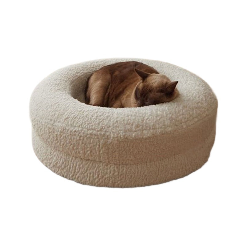 Solid Color Round Pet Bed Comfortable Nest