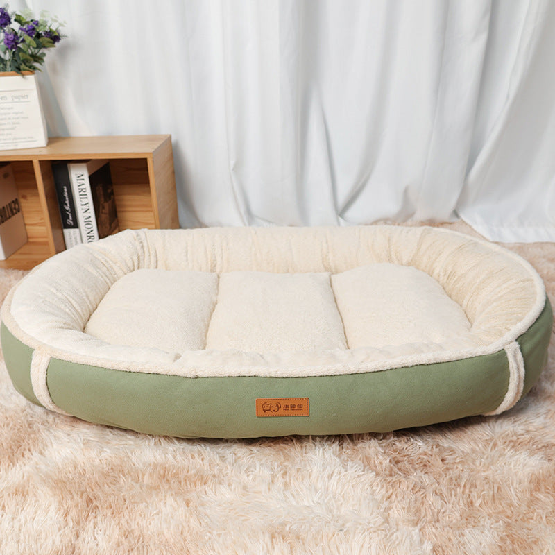 Linen Round Non-Slip Pet Bed Mat