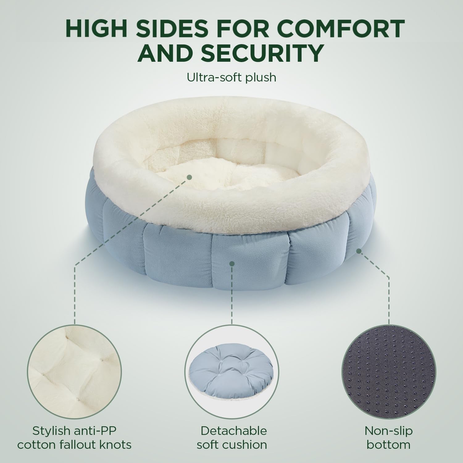 Round Donut Pet Bed Washable Anti-Slip Small Bed