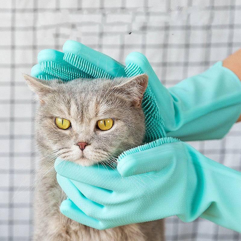 Silicone Pet Grooming Brush And Bath Massage Gloves