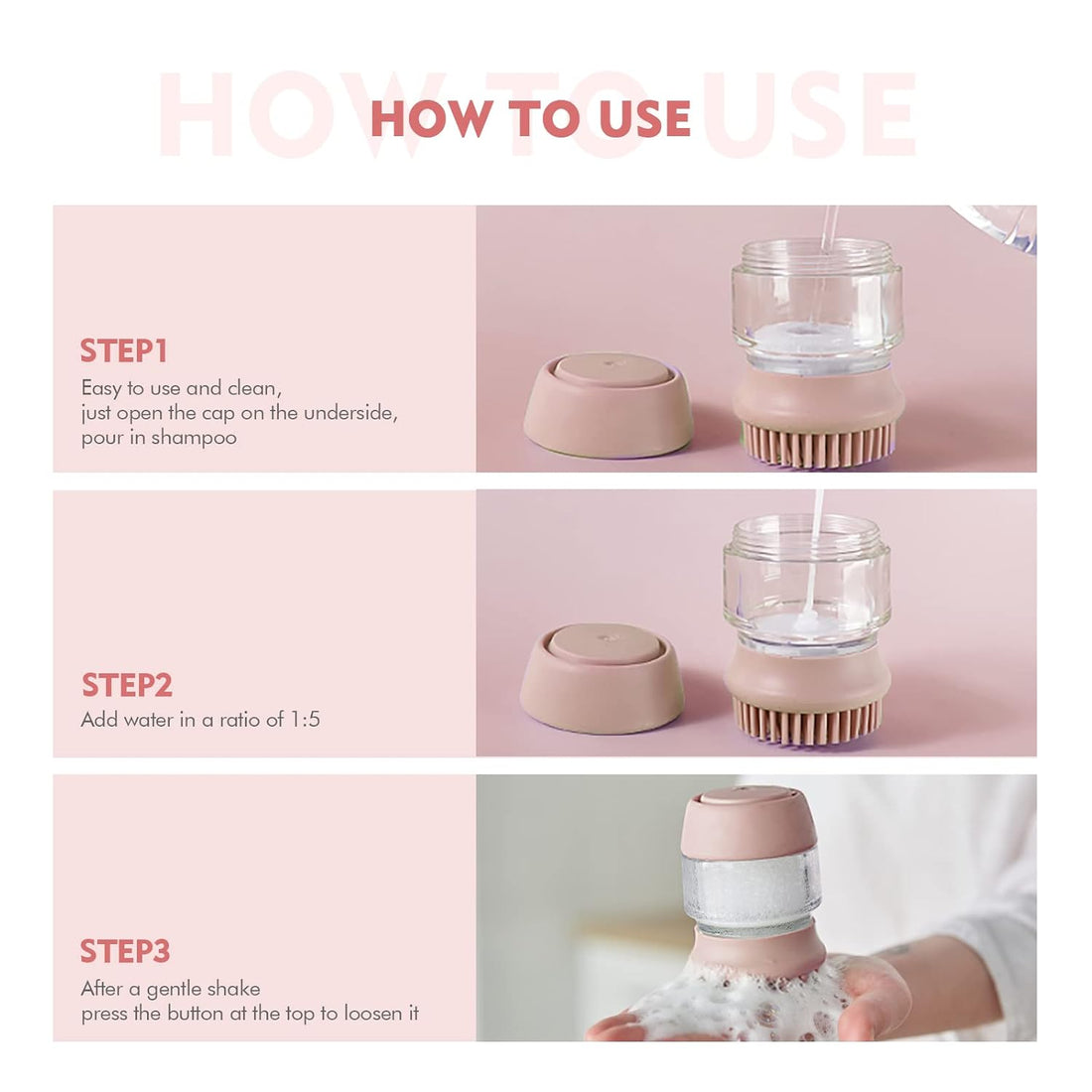 Silicone Pet Bath Grooming Brush With Shampoo Dispenser