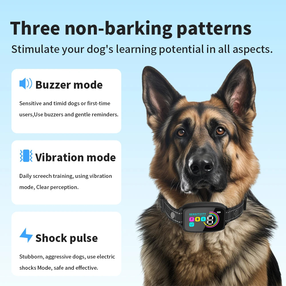 Smart Automatic Anti Barking Pet Collar Rechargeable Waterproof Design