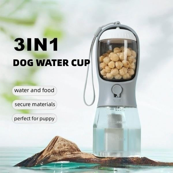 Portable Three In One Pet Water Cup Food Container Dispenser