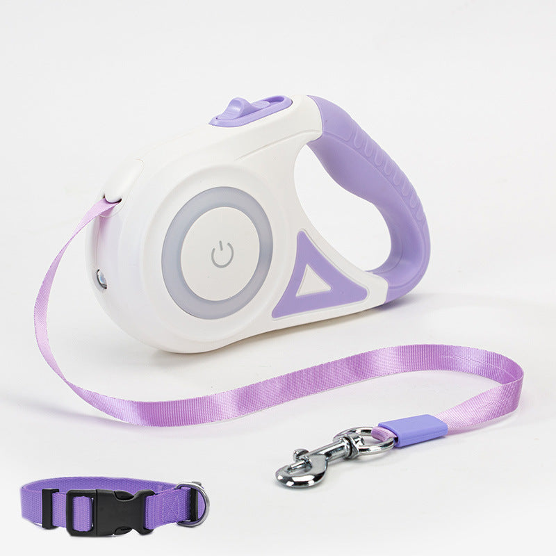 Retractable Pet Leash With Collar And LED Spotlight
