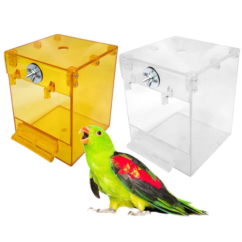 Pet Transparent External Bird Bath Square Basin Tray