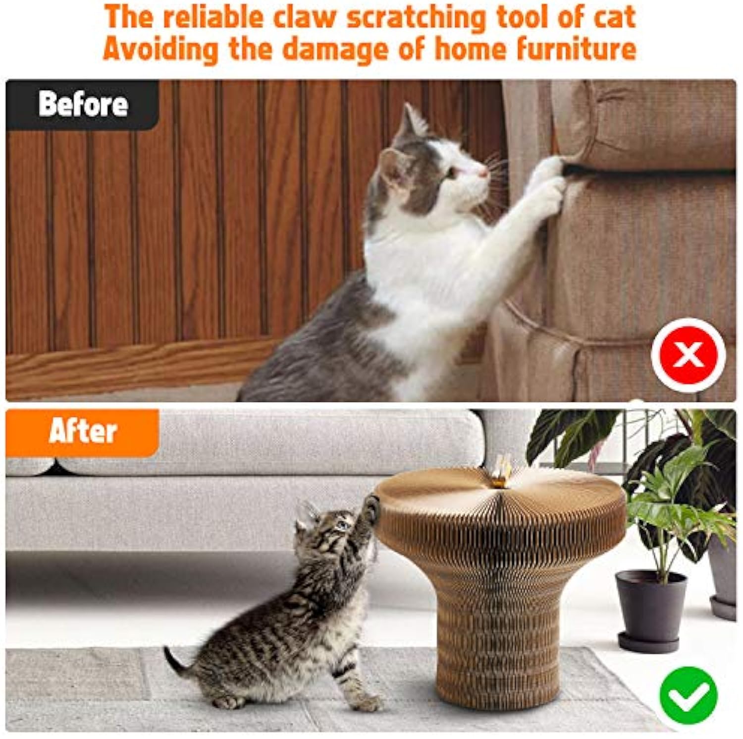 Collapsible Round Cardboard Pet Scratcher Lounge Bed