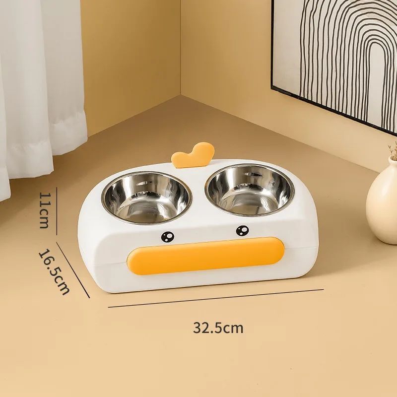 Duck-Shaped Double Pet Food and Water Bowl