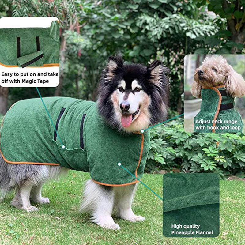 Fast Drying Microfiber Pet Bathrobe Absorbent Grooming Coat