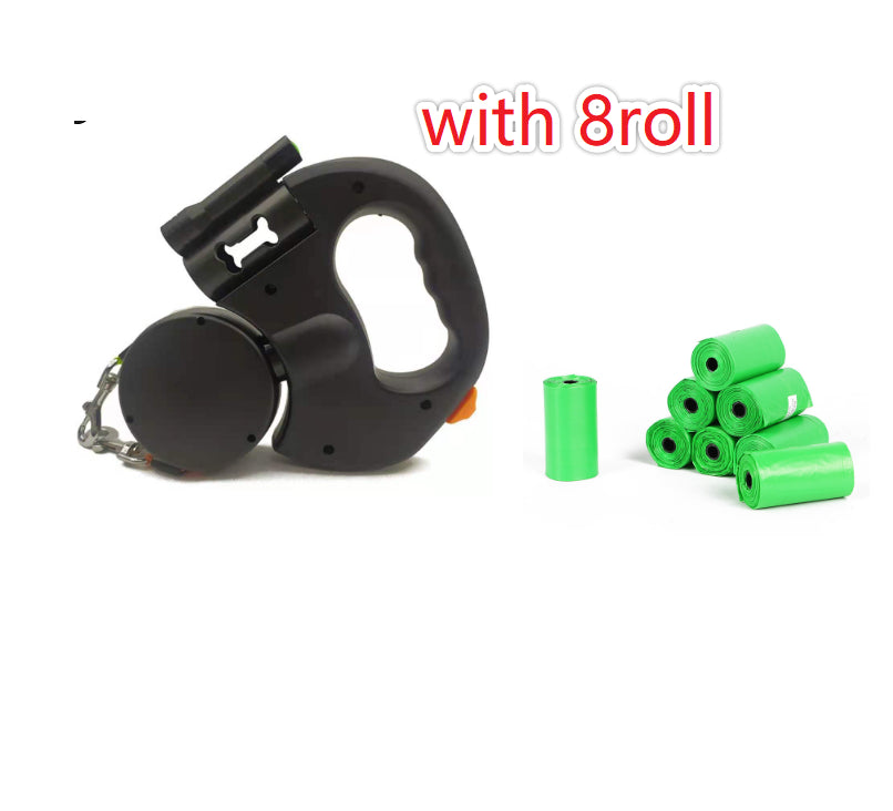 Pet Retractable Reflective Dual Leash with Light