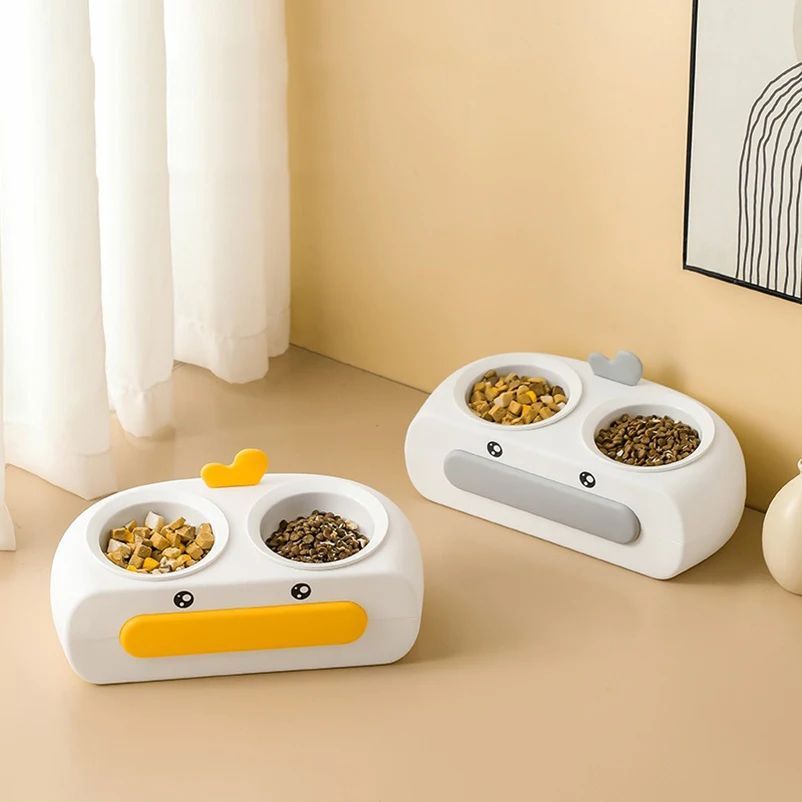 Duck-Shaped Double Pet Food and Water Bowl