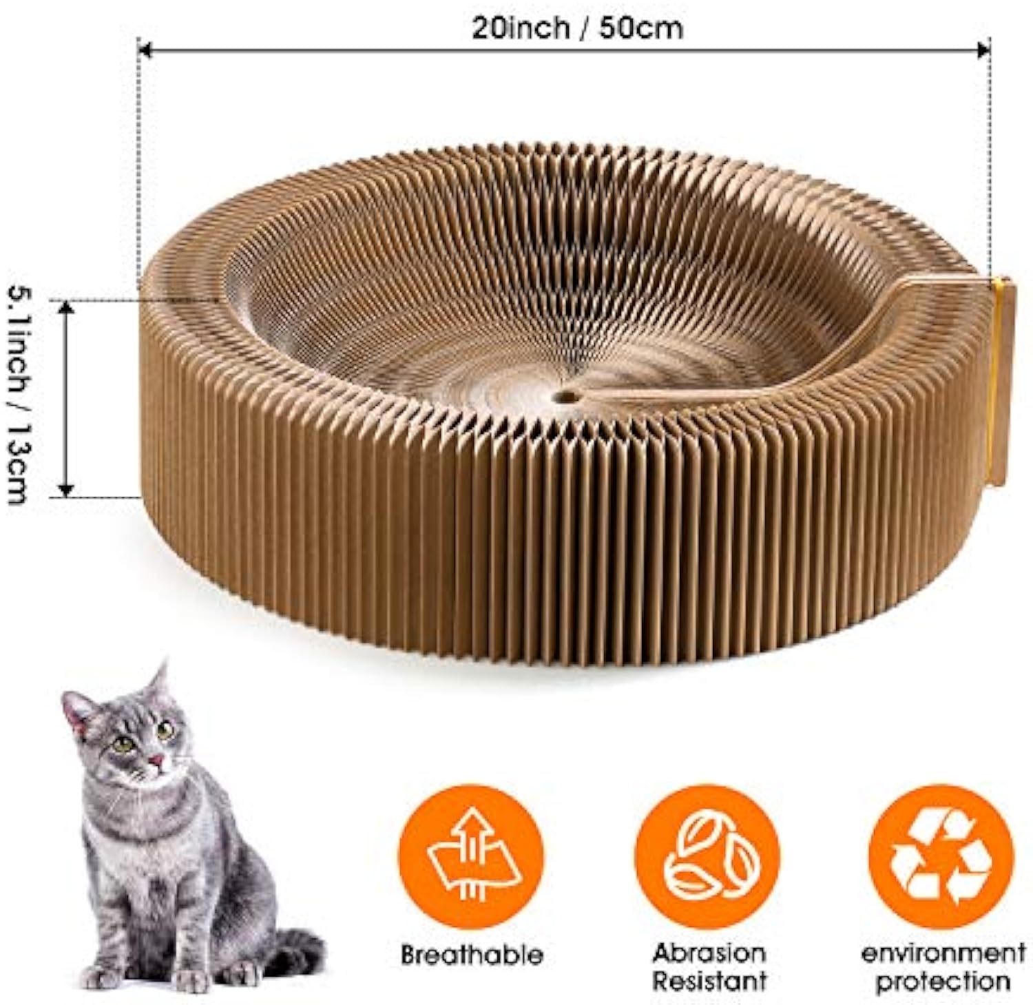 Collapsible Round Cardboard Pet Scratcher Lounge Bed