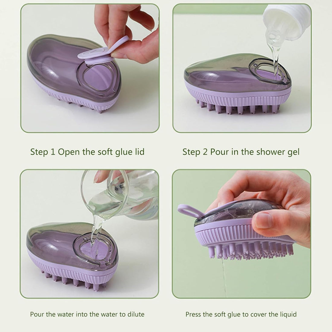 Silicone Pet Bath Brush With Soap Dispenser And Massager