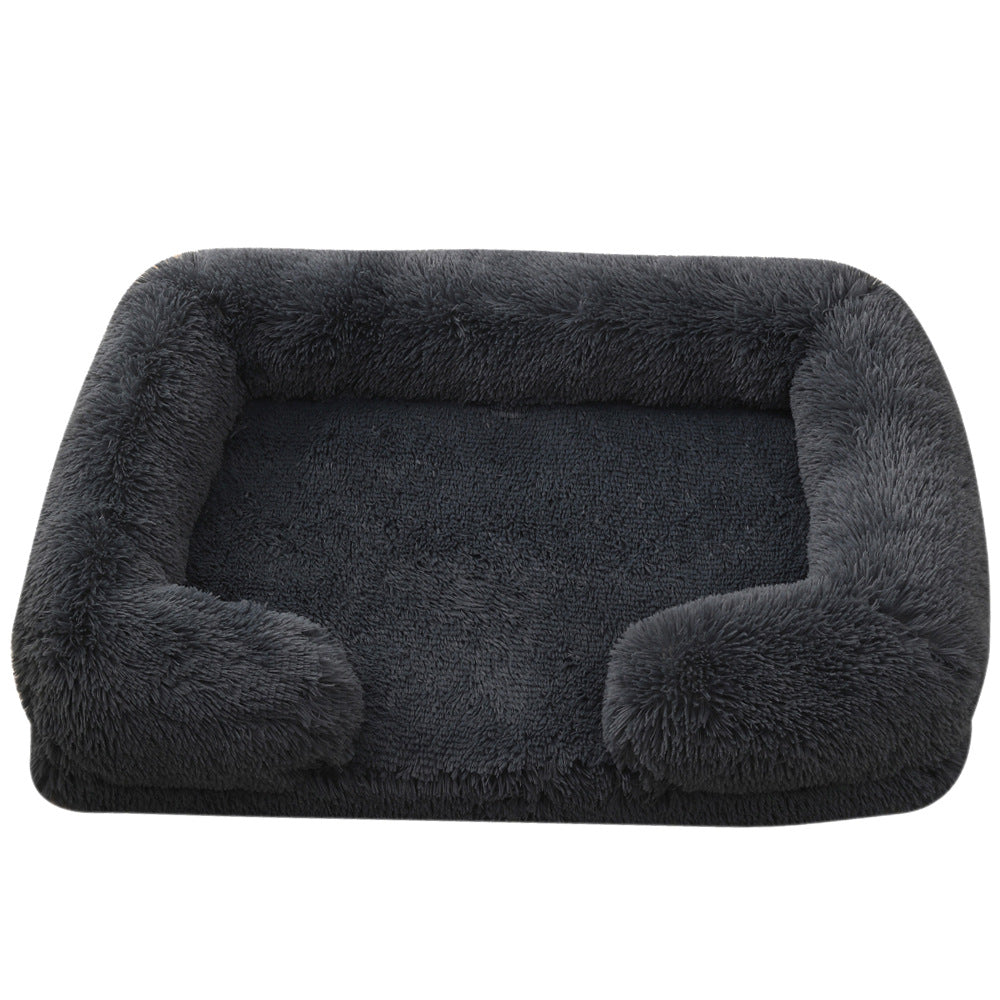 Plush Round Pet Bed Warm Winter Cushion