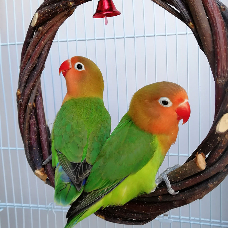 Pet Rattan Ring Bird Standing Frame Chewing Cage Toy