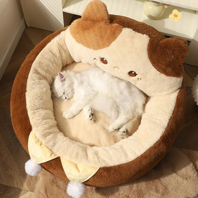 Round Pet Bed Soft Warm Cushion Mattress