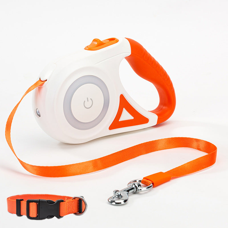 Retractable Pet Leash With Collar And LED Spotlight