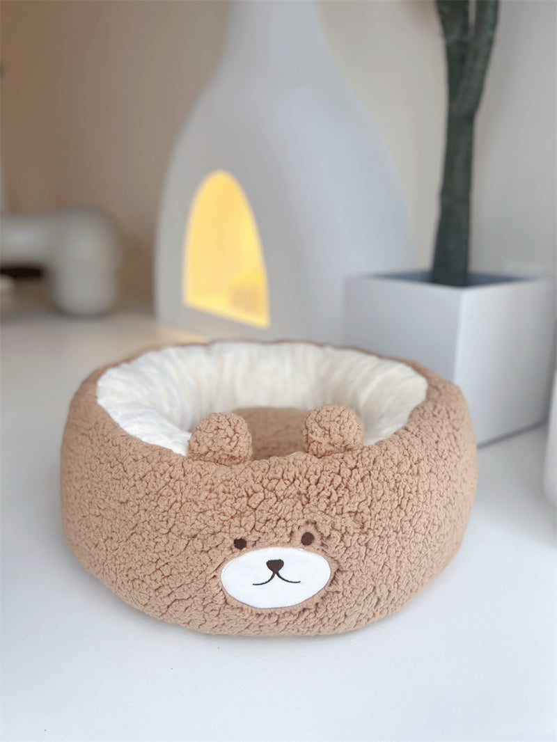 Cartoon Plush Round Pet Nest Four Seasons Bed